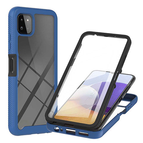 Carcasa Bumper Funda Silicona Transparente 360 Grados ZJ2 para Samsung Galaxy A22s 5G Azul