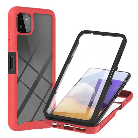 Carcasa Bumper Funda Silicona Transparente 360 Grados ZJ2 para Samsung Galaxy A22s 5G Rojo