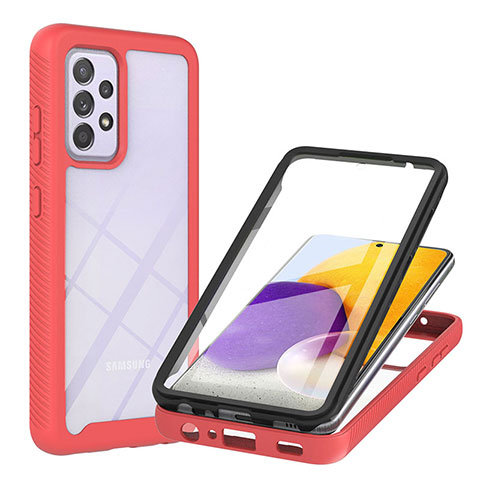 Carcasa Bumper Funda Silicona Transparente 360 Grados ZJ2 para Samsung Galaxy A72 5G Rojo