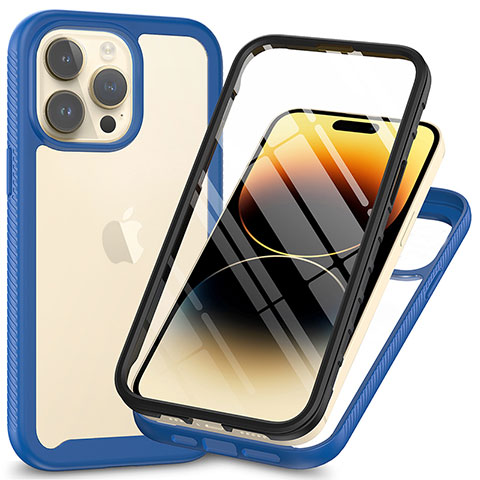 Carcasa Bumper Funda Silicona Transparente 360 Grados ZJ3 para Apple iPhone 13 Pro Max Azul