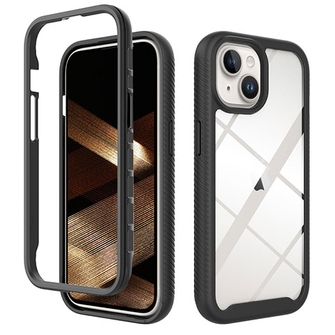 Carcasa Bumper Funda Silicona Transparente 360 Grados ZJ3 para Apple iPhone 15 Plus Negro