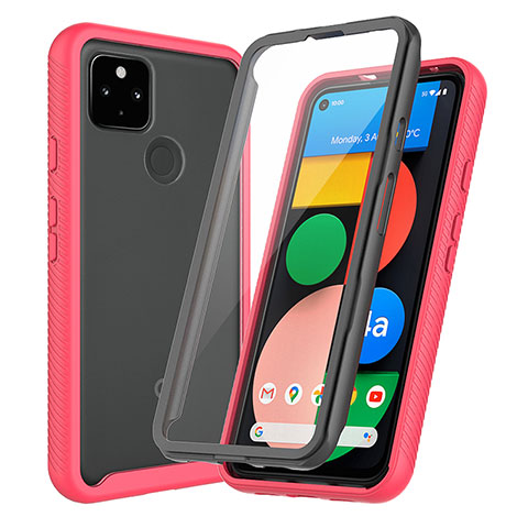 Carcasa Bumper Funda Silicona Transparente 360 Grados ZJ3 para Google Pixel 4a 5G Rojo