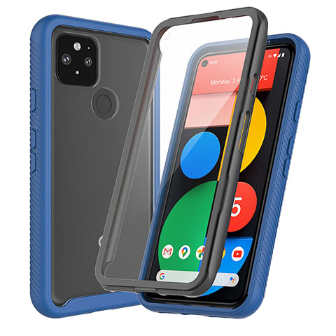 Carcasa Bumper Funda Silicona Transparente 360 Grados ZJ3 para Google Pixel 5 Azul