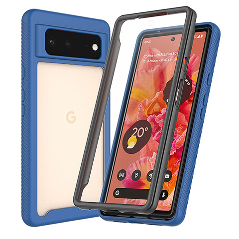 Carcasa Bumper Funda Silicona Transparente 360 Grados ZJ3 para Google Pixel 6 5G Azul