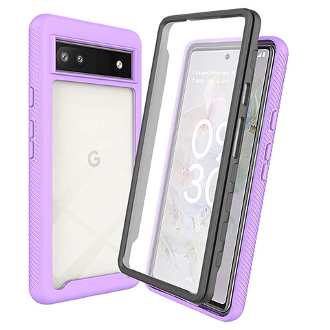 Carcasa Bumper Funda Silicona Transparente 360 Grados ZJ3 para Google Pixel 6a 5G Morado