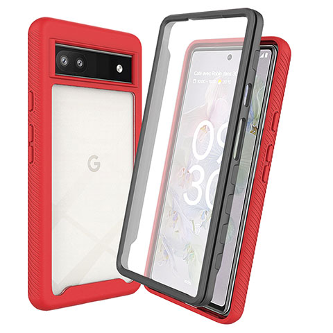 Carcasa Bumper Funda Silicona Transparente 360 Grados ZJ3 para Google Pixel 6a 5G Rojo