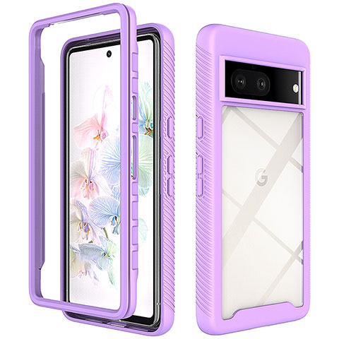 Carcasa Bumper Funda Silicona Transparente 360 Grados ZJ3 para Google Pixel 7 5G Morado