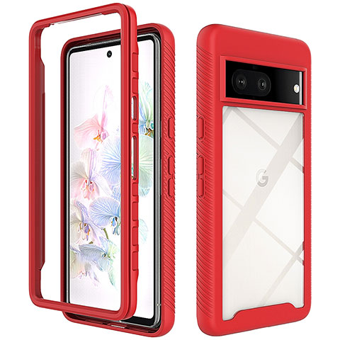 Carcasa Bumper Funda Silicona Transparente 360 Grados ZJ3 para Google Pixel 7 5G Rojo