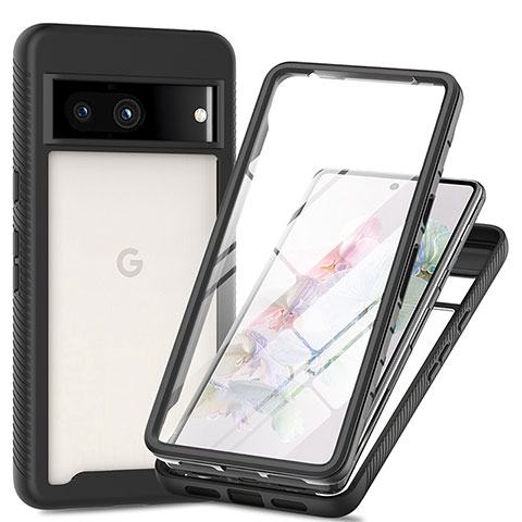 Carcasa Bumper Funda Silicona Transparente 360 Grados ZJ3 para Google Pixel 7a 5G Negro