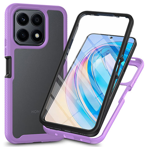 Carcasa Bumper Funda Silicona Transparente 360 Grados ZJ3 para Huawei Honor X8a 4G Purpura Claro