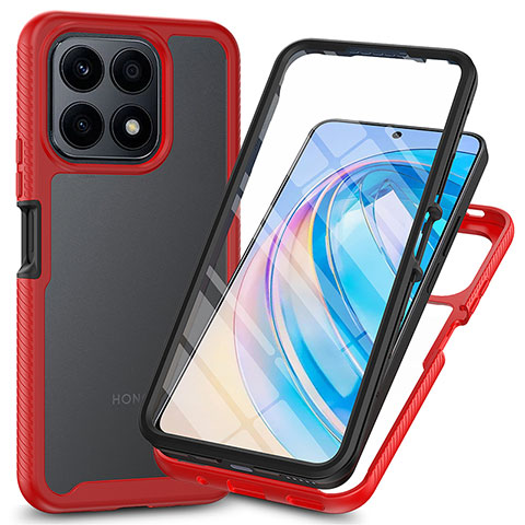 Carcasa Bumper Funda Silicona Transparente 360 Grados ZJ3 para Huawei Honor X8a 4G Rojo