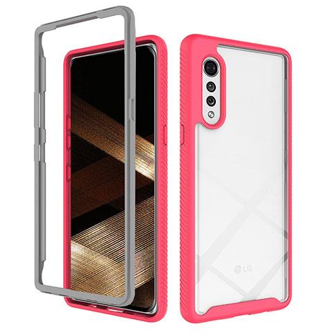 Carcasa Bumper Funda Silicona Transparente 360 Grados ZJ3 para LG Velvet 4G Rosa Roja