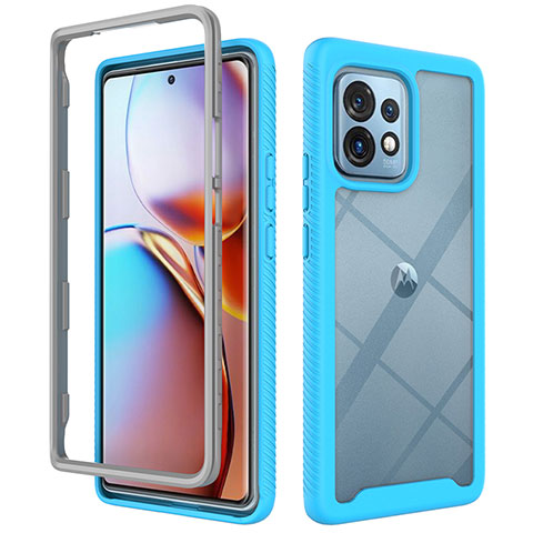 Carcasa Bumper Funda Silicona Transparente 360 Grados ZJ3 para Motorola Moto Edge 40 Pro 5G Azul Cielo