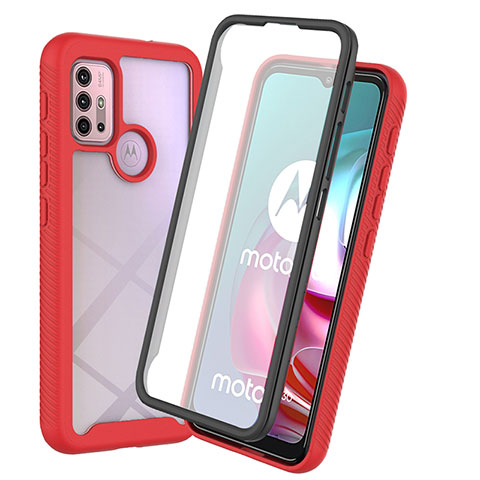 Carcasa Bumper Funda Silicona Transparente 360 Grados ZJ3 para Motorola Moto G10 Power Rojo