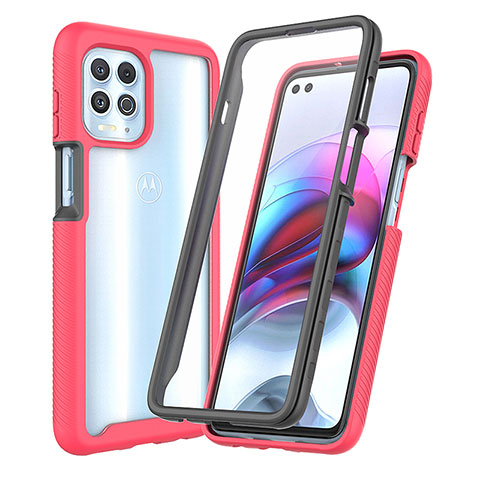 Carcasa Bumper Funda Silicona Transparente 360 Grados ZJ3 para Motorola Moto G100 5G Rosa Roja