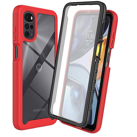 Carcasa Bumper Funda Silicona Transparente 360 Grados ZJ3 para Motorola Moto G22 Rojo