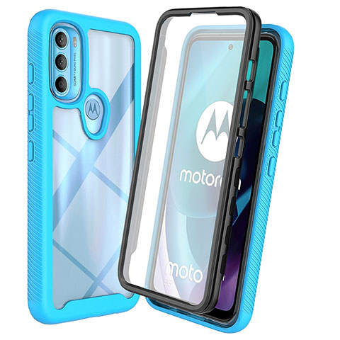 Carcasa Bumper Funda Silicona Transparente 360 Grados ZJ3 para Motorola Moto G71 5G Azul Cielo