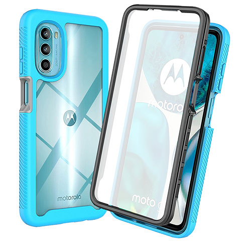 Carcasa Bumper Funda Silicona Transparente 360 Grados ZJ3 para Motorola Moto G82 5G Azul Cielo