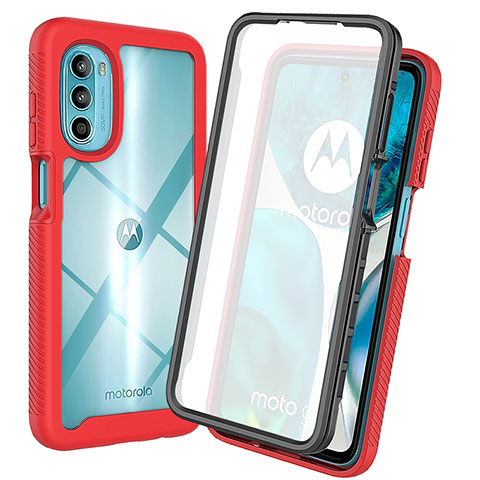 Carcasa Bumper Funda Silicona Transparente 360 Grados ZJ3 para Motorola Moto G82 5G Rojo