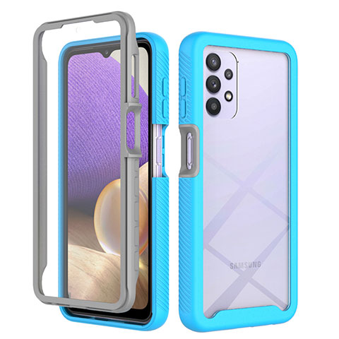 Carcasa Bumper Funda Silicona Transparente 360 Grados ZJ3 para Samsung Galaxy A32 4G Azul Cielo