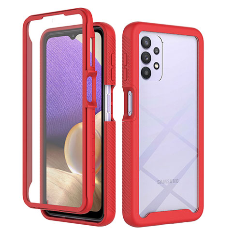 Carcasa Bumper Funda Silicona Transparente 360 Grados ZJ3 para Samsung Galaxy A32 5G Rojo