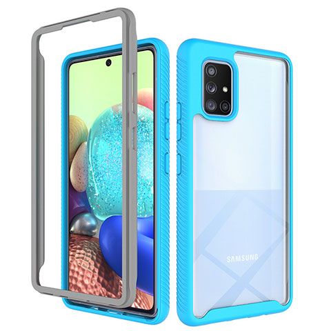 Carcasa Bumper Funda Silicona Transparente 360 Grados ZJ3 para Samsung Galaxy A71 4G A715 Azul Cielo