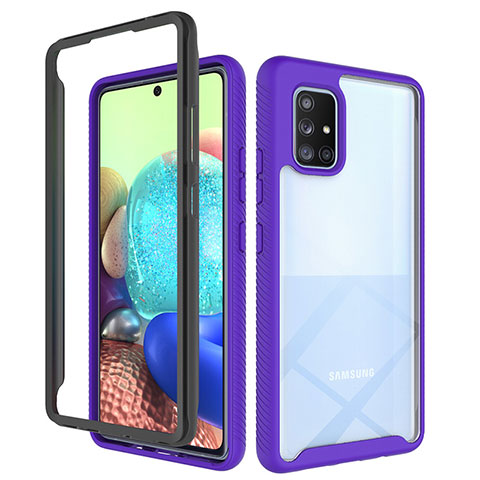 Carcasa Bumper Funda Silicona Transparente 360 Grados ZJ3 para Samsung Galaxy A71 4G A715 Purpura Claro