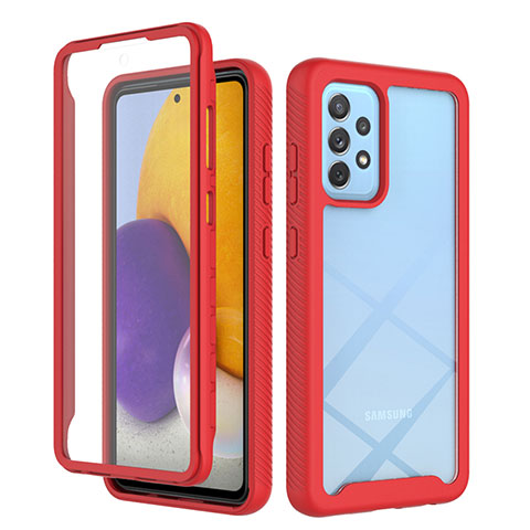 Carcasa Bumper Funda Silicona Transparente 360 Grados ZJ3 para Samsung Galaxy A72 4G Rojo