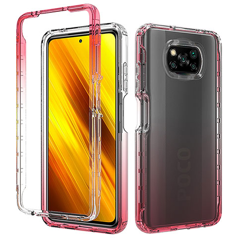 Carcasa Bumper Funda Silicona Transparente 360 Grados ZJ3 para Xiaomi Poco X3 Pro Rojo