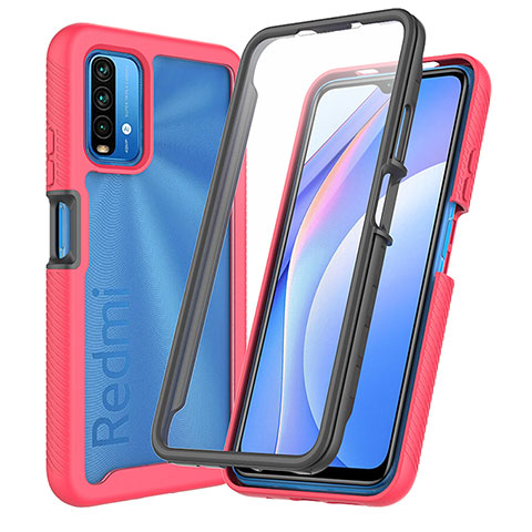 Carcasa Bumper Funda Silicona Transparente 360 Grados ZJ3 para Xiaomi Redmi 9 Power Rojo