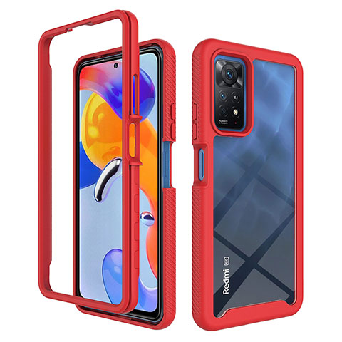 Carcasa Bumper Funda Silicona Transparente 360 Grados ZJ3 para Xiaomi Redmi Note 11 Pro 5G Rojo