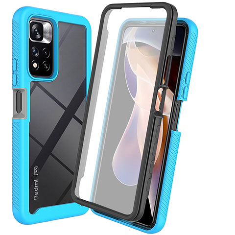 Carcasa Bumper Funda Silicona Transparente 360 Grados ZJ3 para Xiaomi Redmi Note 11 Pro+ Plus 5G Azul Cielo