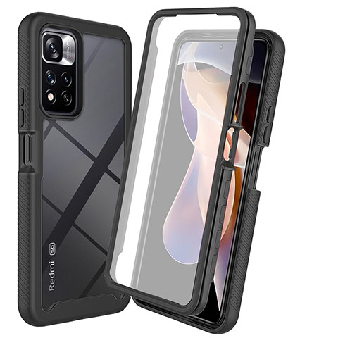 Carcasa Bumper Funda Silicona Transparente 360 Grados ZJ3 para Xiaomi Redmi Note 11 Pro+ Plus 5G Negro