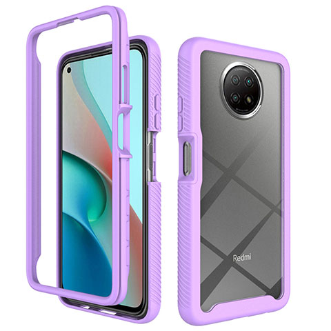 Carcasa Bumper Funda Silicona Transparente 360 Grados ZJ3 para Xiaomi Redmi Note 9 5G Purpura Claro