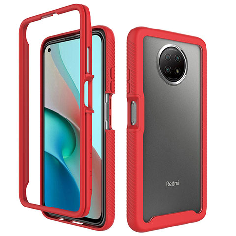 Carcasa Bumper Funda Silicona Transparente 360 Grados ZJ3 para Xiaomi Redmi Note 9 5G Rojo