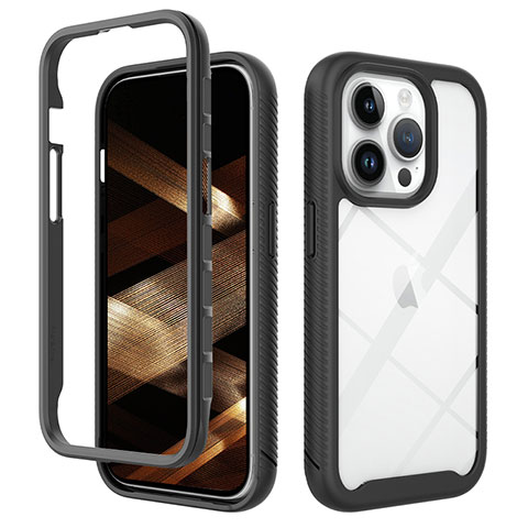 Carcasa Bumper Funda Silicona Transparente 360 Grados ZJ4 para Apple iPhone 14 Pro Max Negro