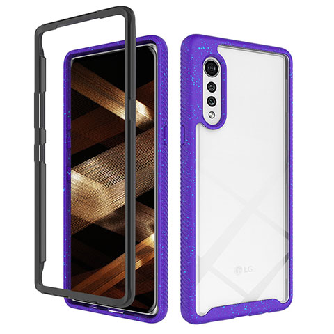 Carcasa Bumper Funda Silicona Transparente 360 Grados ZJ4 para LG Velvet 4G Morado