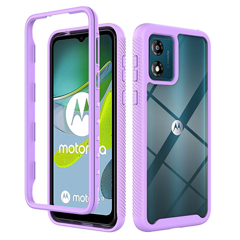 Carcasa Bumper Funda Silicona Transparente 360 Grados ZJ4 para Motorola Moto E13 Morado