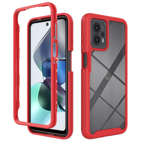 Carcasa Bumper Funda Silicona Transparente 360 Grados ZJ4 para Motorola Moto G13 Rojo