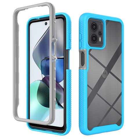 Carcasa Bumper Funda Silicona Transparente 360 Grados ZJ4 para Motorola Moto G23 Azul Cielo