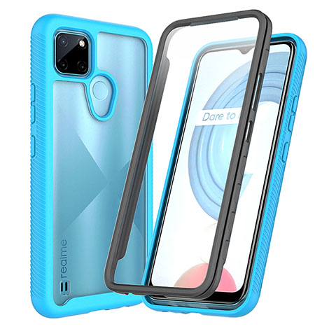 Carcasa Bumper Funda Silicona Transparente 360 Grados ZJ4 para Realme C21Y Azul Cielo