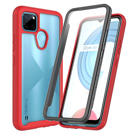 Carcasa Bumper Funda Silicona Transparente 360 Grados ZJ4 para Realme C21Y Rojo