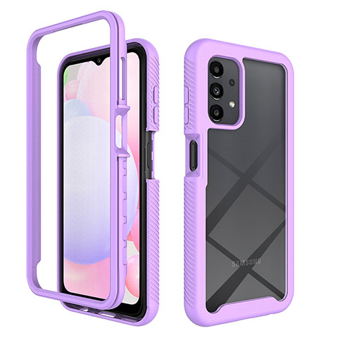 Carcasa Bumper Funda Silicona Transparente 360 Grados ZJ4 para Samsung Galaxy A13 4G Purpura Claro