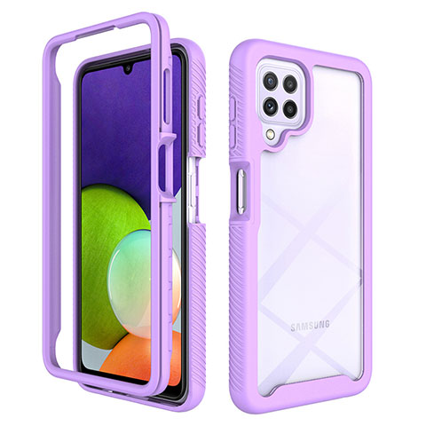 Carcasa Bumper Funda Silicona Transparente 360 Grados ZJ4 para Samsung Galaxy A22 4G Purpura Claro