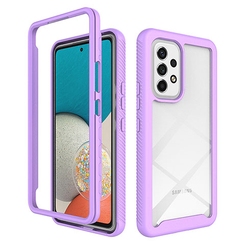 Carcasa Bumper Funda Silicona Transparente 360 Grados ZJ4 para Samsung Galaxy A53 5G Purpura Claro