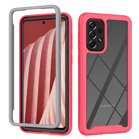 Carcasa Bumper Funda Silicona Transparente 360 Grados ZJ4 para Samsung Galaxy A73 5G Rosa Roja