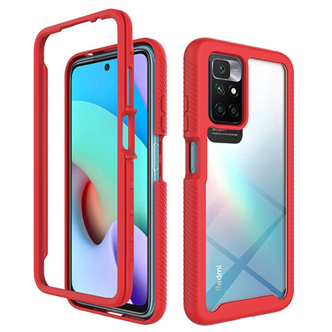 Carcasa Bumper Funda Silicona Transparente 360 Grados ZJ4 para Xiaomi Redmi 10 (2022) Rojo