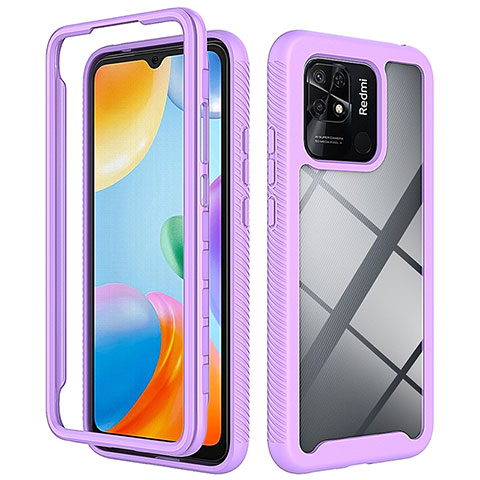 Carcasa Bumper Funda Silicona Transparente 360 Grados ZJ4 para Xiaomi Redmi 10 Power Purpura Claro