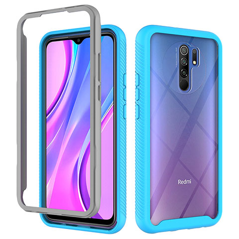 Carcasa Bumper Funda Silicona Transparente 360 Grados ZJ4 para Xiaomi Redmi 9 Azul Cielo