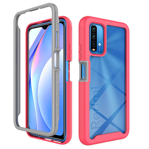 Carcasa Bumper Funda Silicona Transparente 360 Grados ZJ4 para Xiaomi Redmi 9 Power Rosa Roja